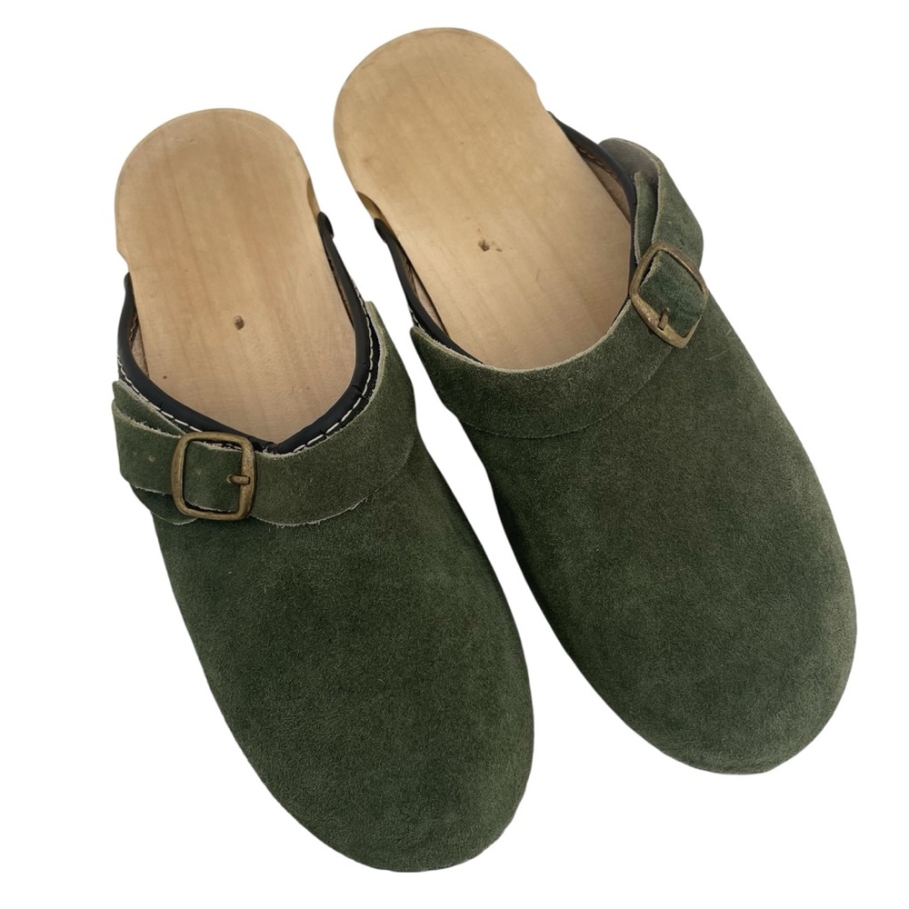 Vintage MIA Swedish Suede and Wooden Clogs Size EU 42 Granola Girl Festival 70s